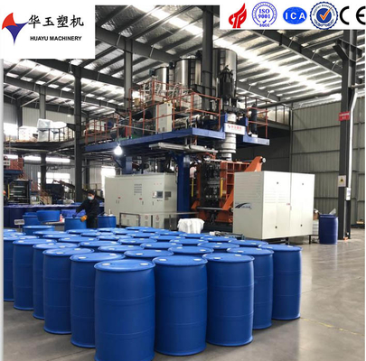 Máquina de moldeo por soplado de plástico totalmente automática Huayu 220L 1 capa con doble anillo L, nueva para la fabricación de HDPE